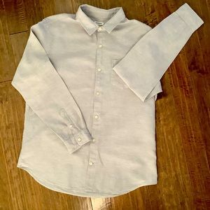 GAP Standard Fit Light Gray  100% Linen Cotton Button Down, Size L